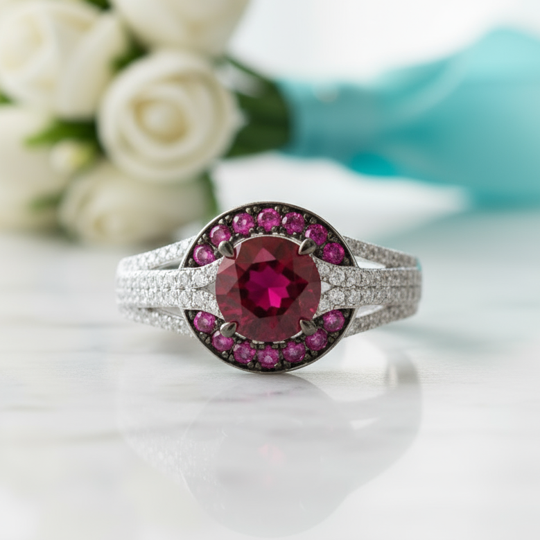 Gorgeous Ruby Stones Solitaire Ring-Evani Jewelry