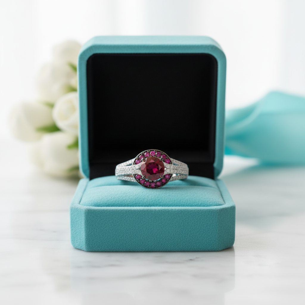 Gorgeous Garnet Stones Solitaire Ring-Evani Jewelry