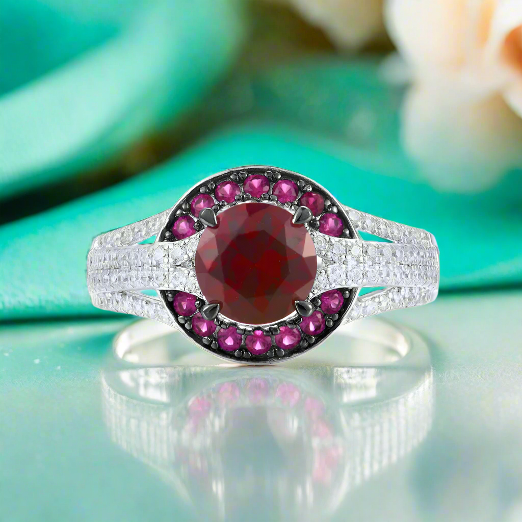 Gorgeous Red Stones Solitaire Ring-Evani Naomi Jewelry