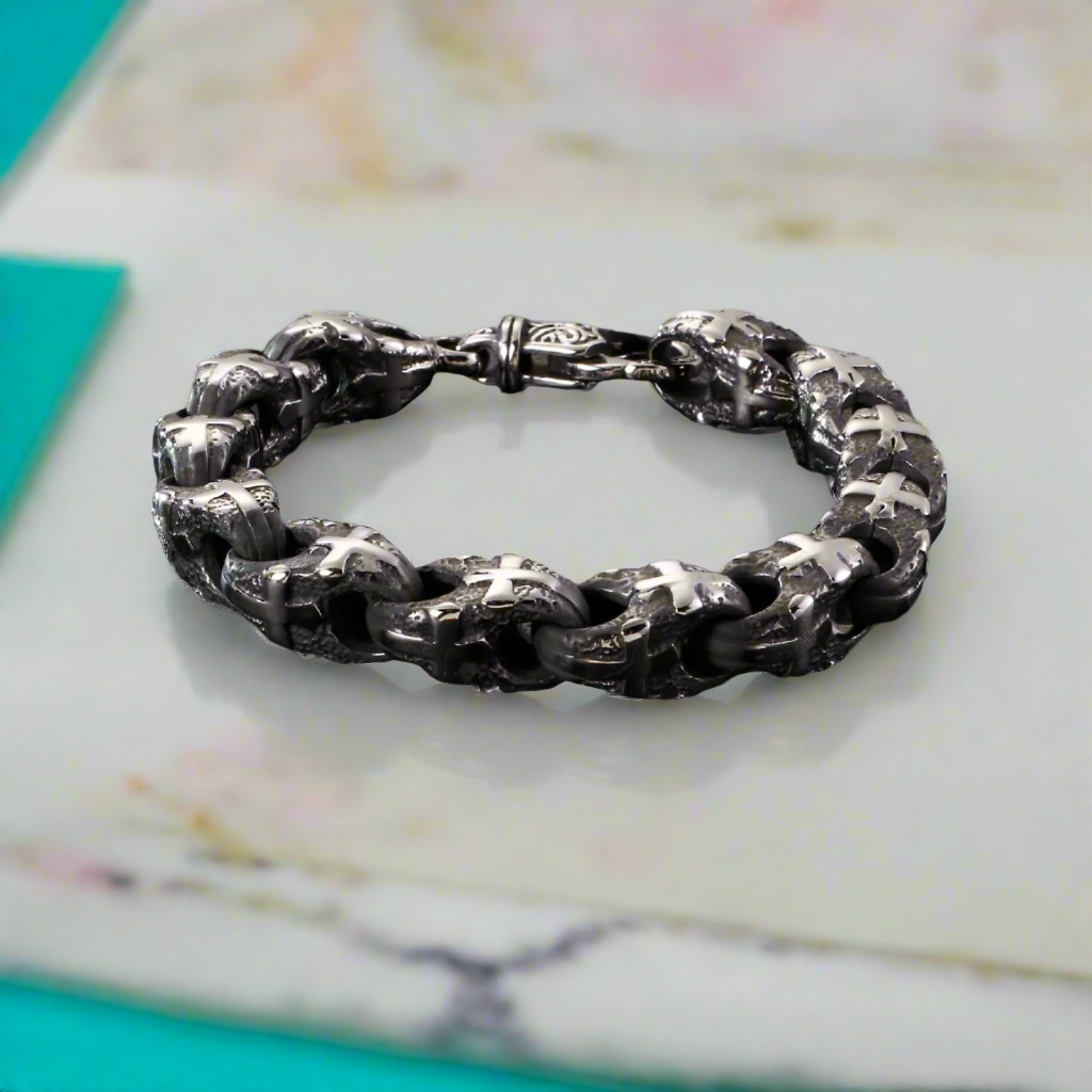 Gothic Cross and Chain Punk Bracelet-Evani Naomi Jewelry