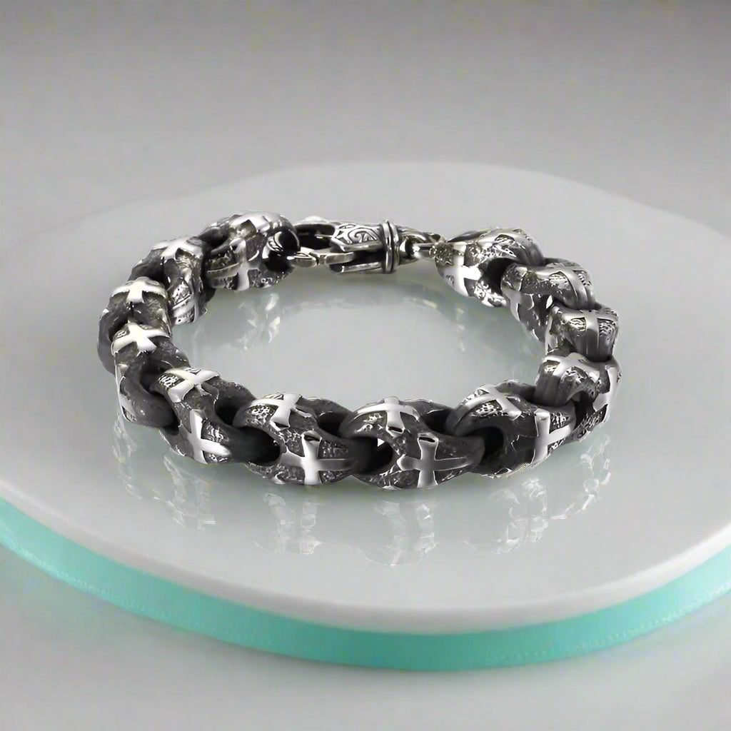 Gothic Cross and Chain Punk Bracelet-Evani Naomi Jewelry