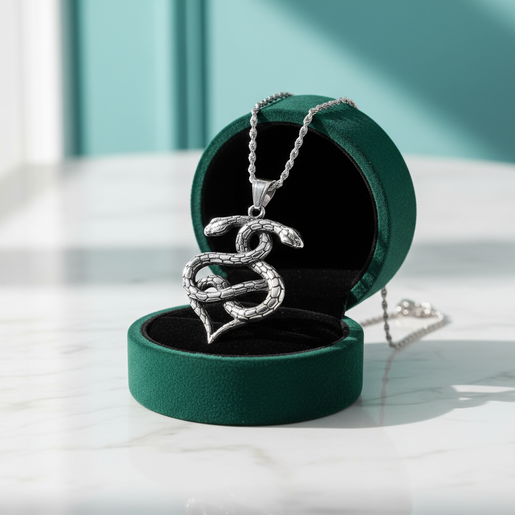 Gothic Double Snake Infinity Heart Necklace - Evani Naomi Jewelry