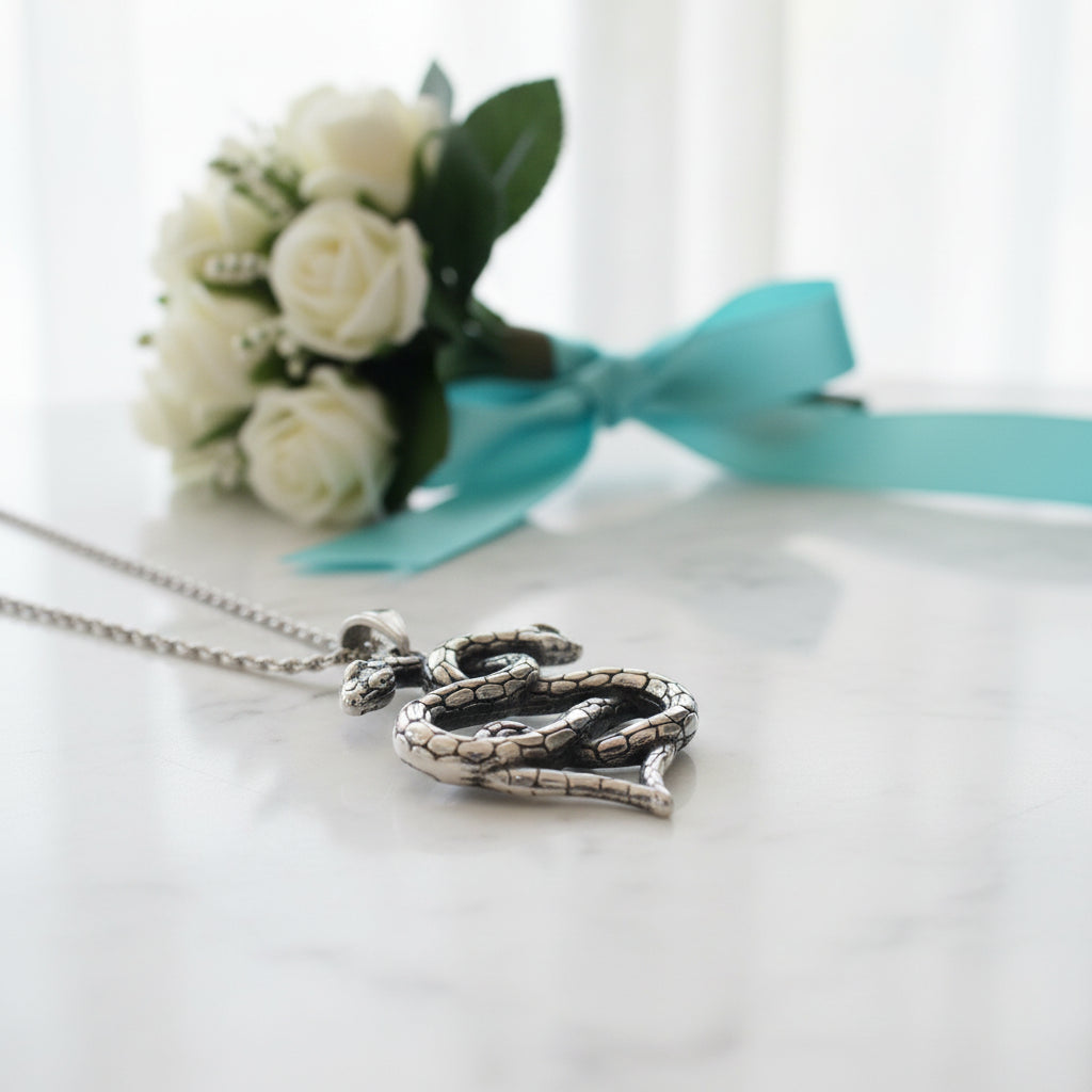 Gothic Double Snake Infinity Heart Necklace-Evani Jewelry