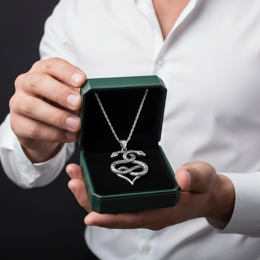 Gothic Double Snake Infinity Heart Necklace - Evani Naomi Jewelry