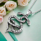 Gothic Double Snake Infinity Heart Necklace-Evani Naomi Jewelry