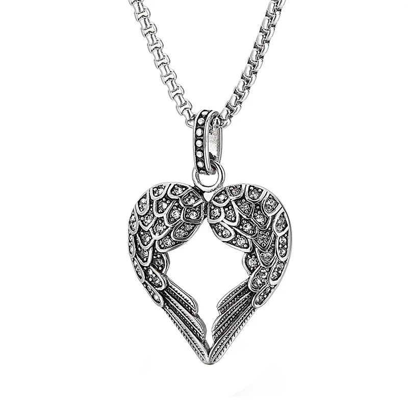 Gothic Heart Shaped Wings Necklace-Evani Naomi Jewelry