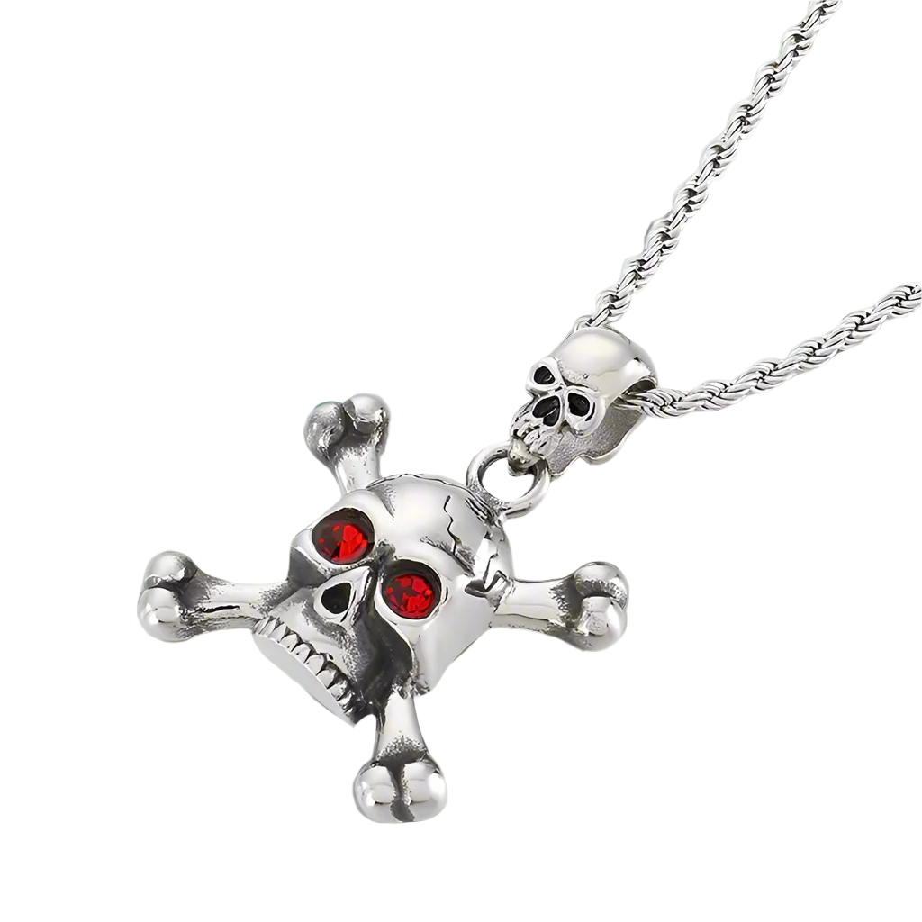 Gothic Skull Diamond Men's Punk Necklace-Evani Naomi Jewelry