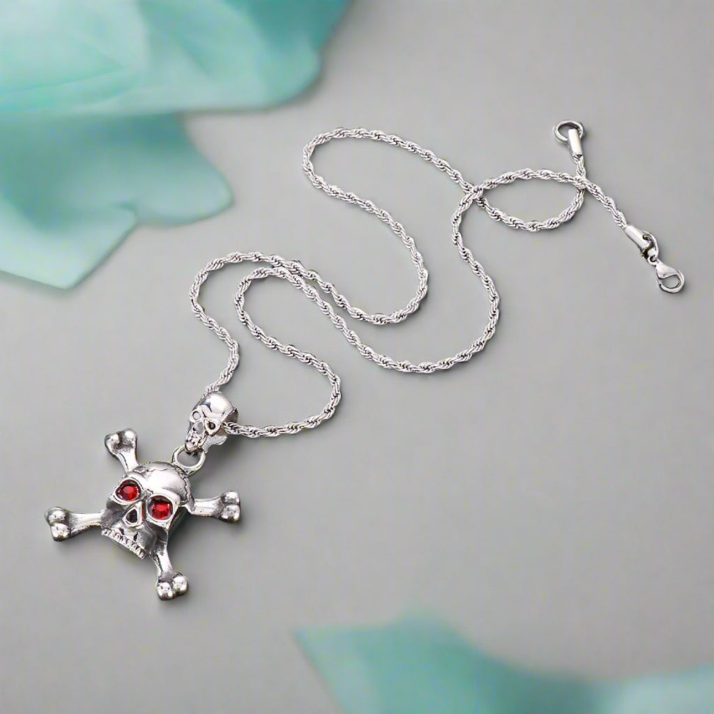 Gothic Skull Diamond Men's Punk Necklace-Evani Naomi Jewelry