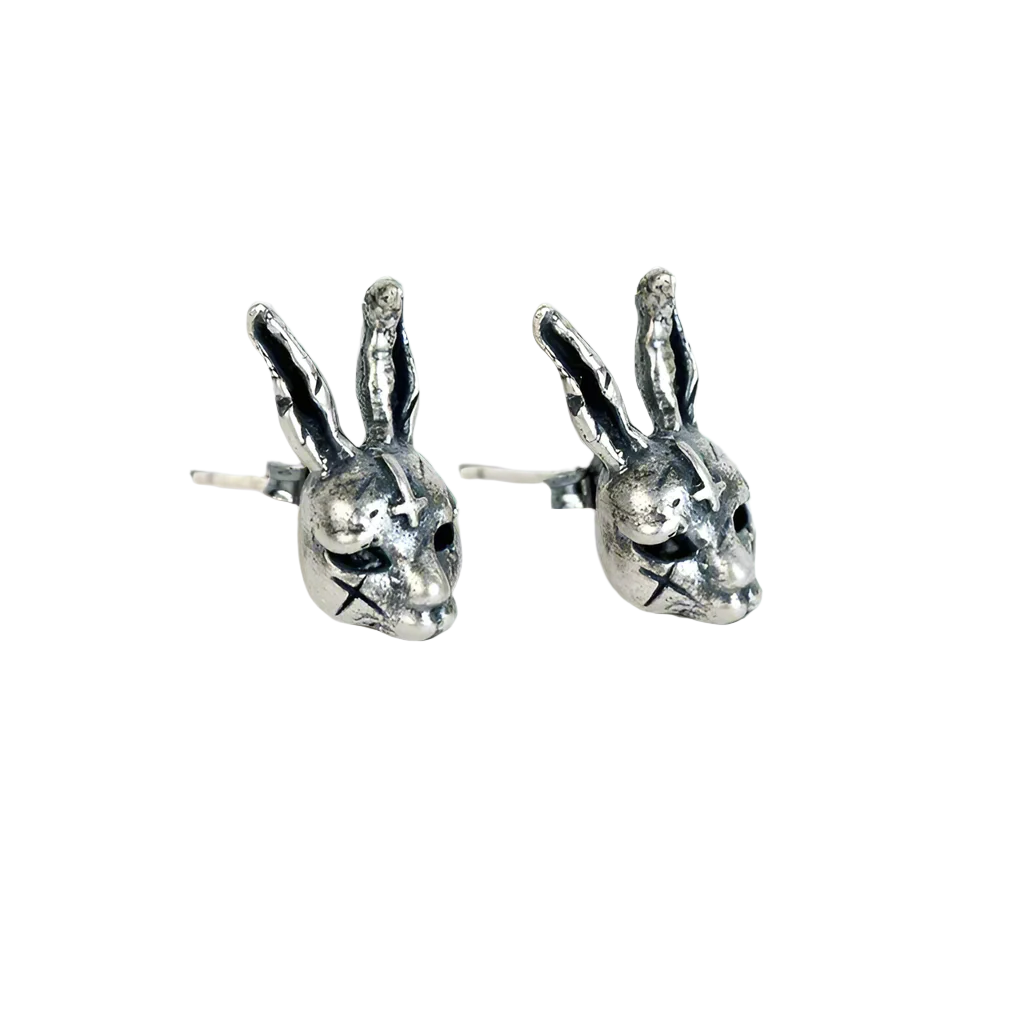 Gothic Vintage Cross Bunny Stud Earring-Evani Naomi Jewelry