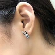 Gothic Vintage Cross Bunny Stud Earring-Evani Naomi Jewelry