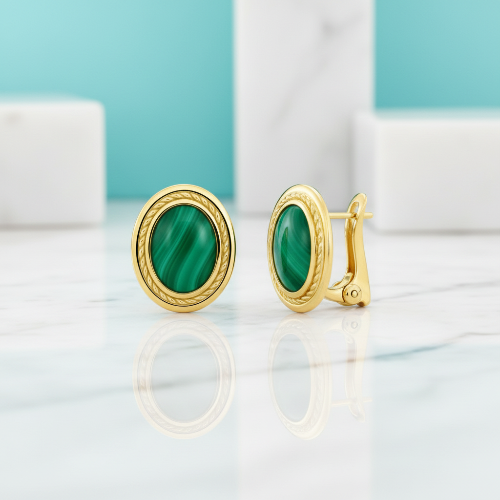 Emerald Oval Birthstone Golden Stud Earrings-Evani Jewelry