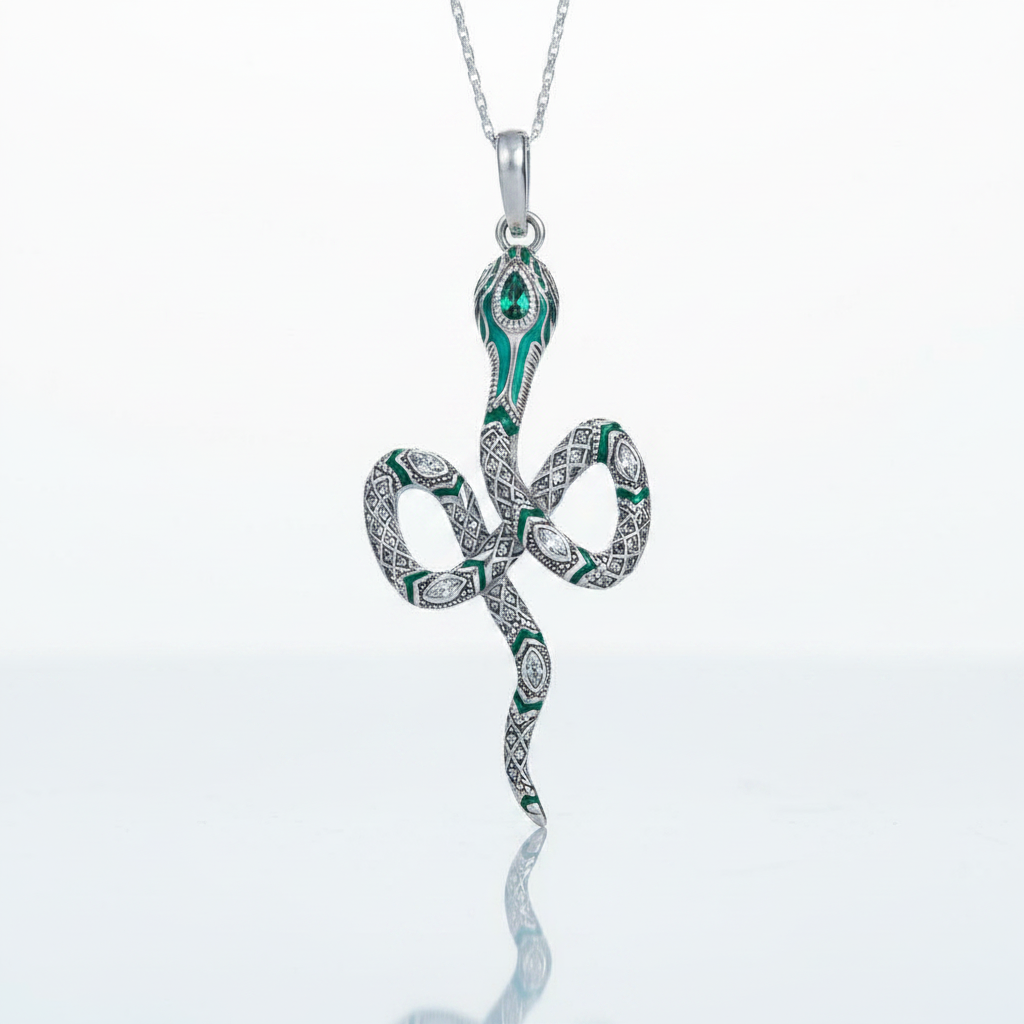 Green Snake Pendant-Evani Jewelry
