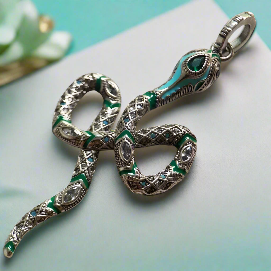 Green Snake Pendant-Evani Naomi Jewelry