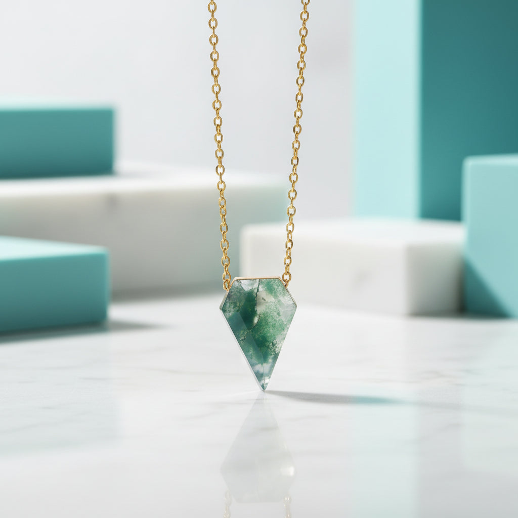 Beneath a Shared Horizon- Natural Moss Agate Necklace-Evani Jewelry