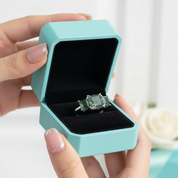 Love Etched in Stone- Three Stone Natural Moss Agate Open Ring