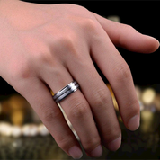 Grooved 8mm Tungsten Men's Wedding Band-Evani Naomi Jewelry