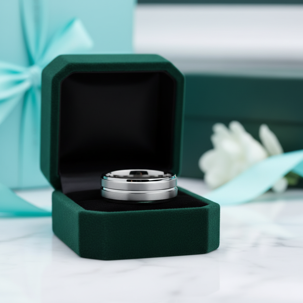 Grooved 8mm Tungsten Men's Wedding Band - Evani Naomi Jewelry