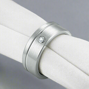 Grooved Tungsten Wedding Band with Diamond-Evani Naomi Jewelry