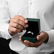 Grooved Tungsten Wedding Band with Diamond - Evani Naomi Jewelry