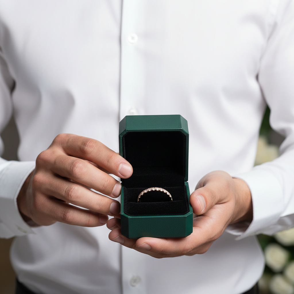 Half Eternity Diamond Option 14k Rose Gold Wedding Band - Evani Naomi Jewelry