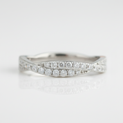 Half Eternity Diamond Option14k White Gold Twisted Wedding Band - Evani Naomi Jewelry