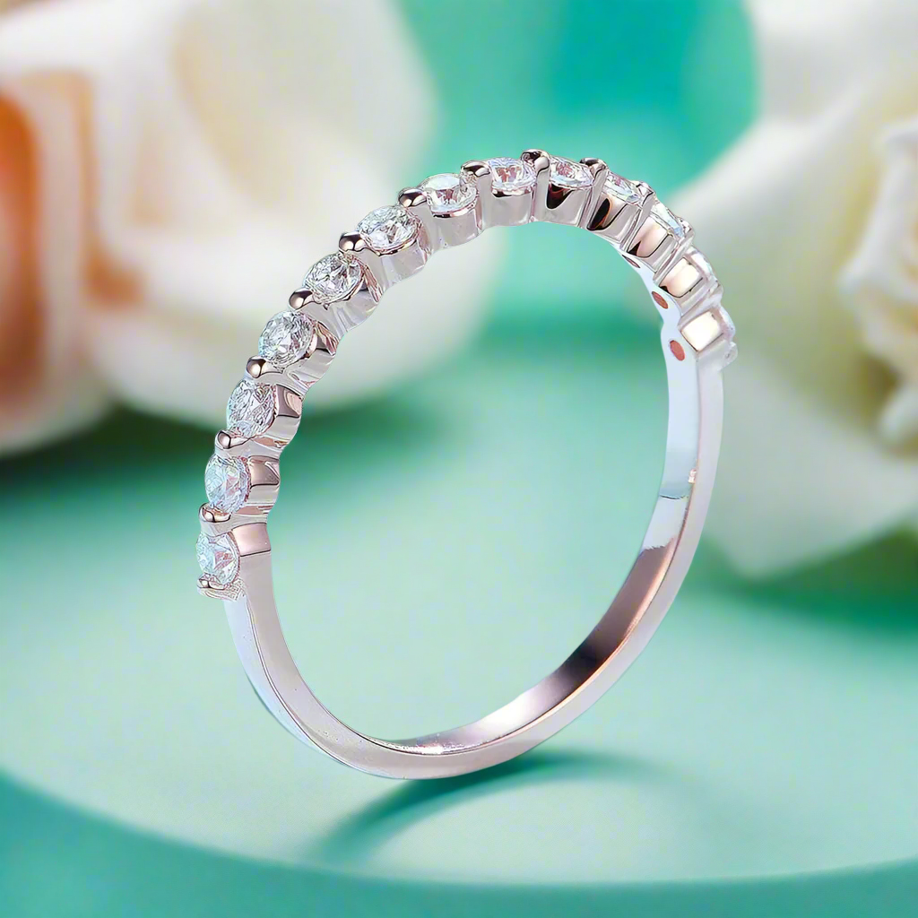 Half Eternity Diamond Rose Gold Wedding Band-Evani Naomi Jewelry