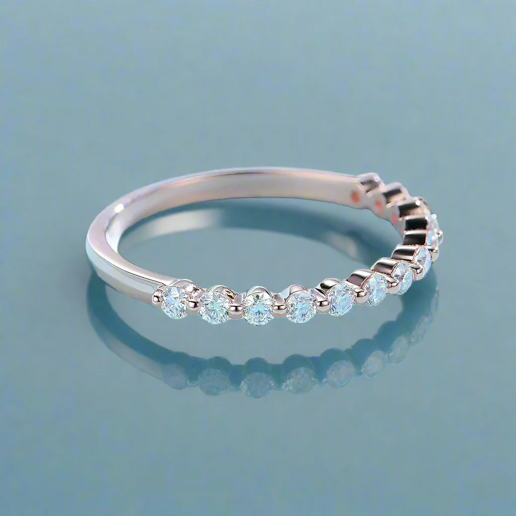 Half Eternity Diamond Rose Gold Wedding Band-Evani Naomi Jewelry