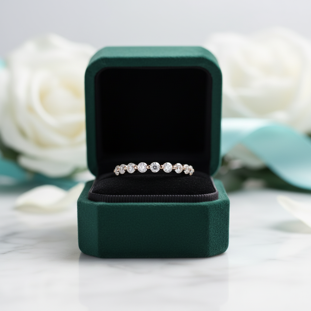 Half Eternity Diamond Option Rose Gold Wedding Band - Evani Naomi Jewelry