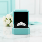 1.0 ct Half-Eternity Round Cut Diamond Ring Set-Evani Jewelry