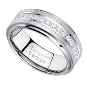 Half Eternity Tungsten Men's Wedding Band-Evani Naomi Jewelry