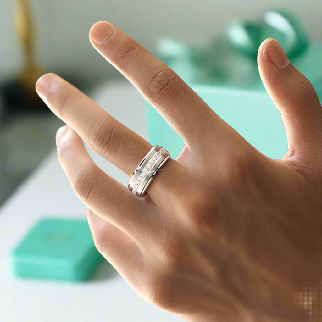 Half Eternity Tungsten Men's Wedding Band-Evani Naomi Jewelry