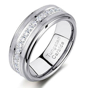 Half Eternity Tungsten Men's Wedding Band-Evani Naomi Jewelry