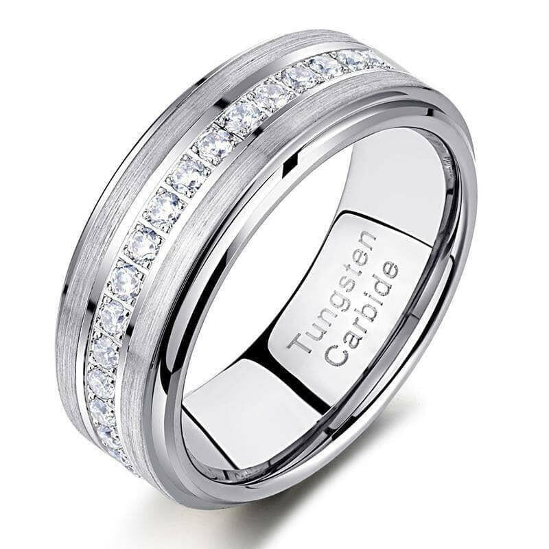 Half Eternity Tungsten Men's Wedding Band-Evani Naomi Jewelry