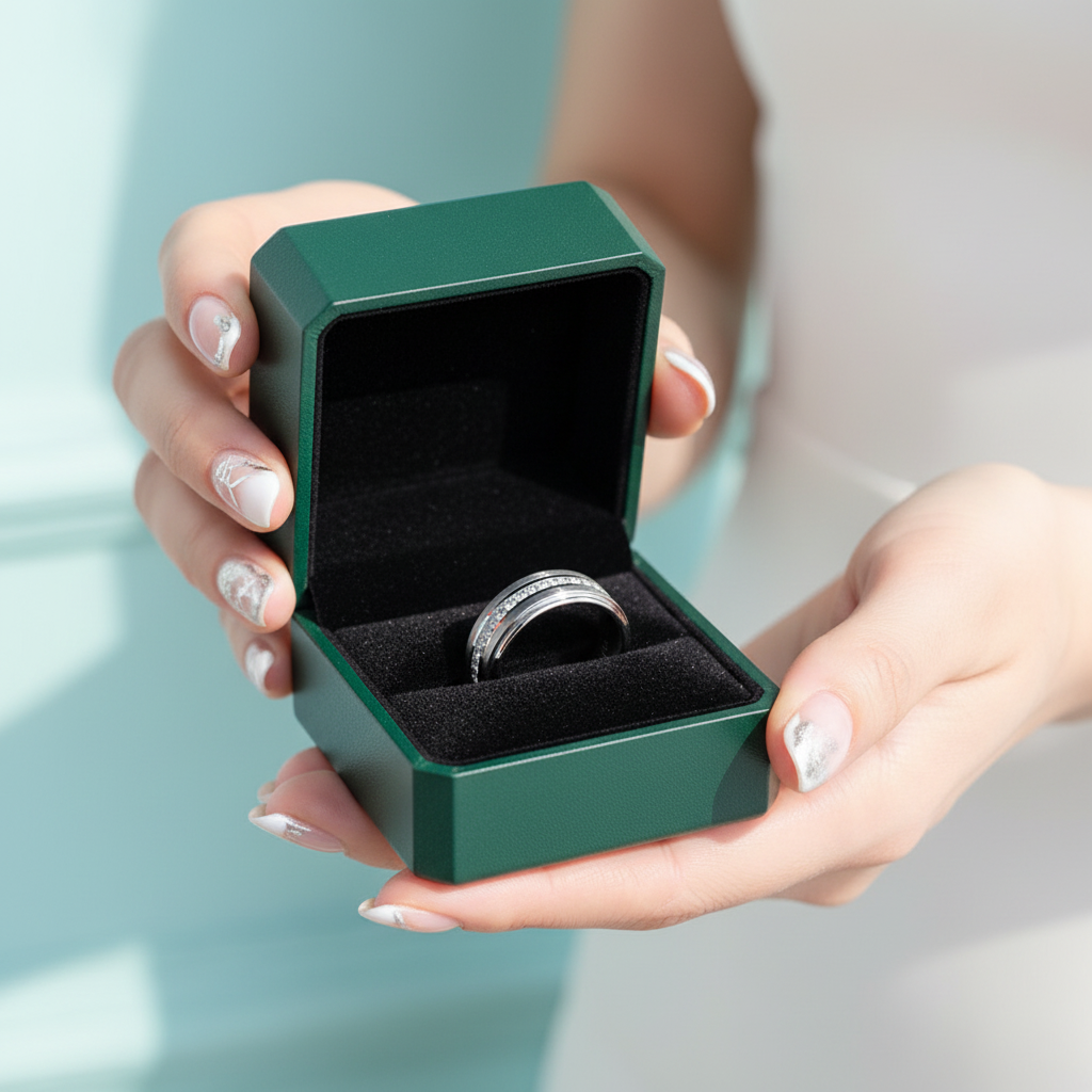 Half Eternity Tungsten Men's Wedding Band - Evani Naomi Jewelry