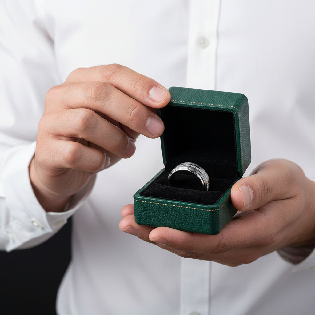 Half Eternity Tungsten Men's Wedding Band - Evani Naomi Jewelry