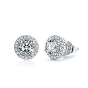 Halo 1.0 Ct Round Diamond Stud Earrings-Evani Naomi Jewelry