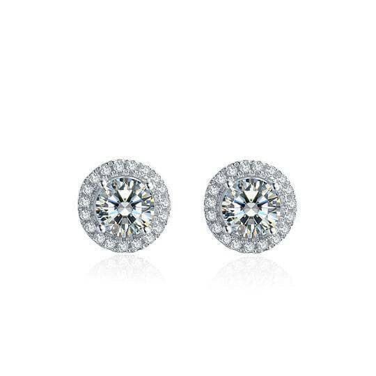 Halo 1.0 Ct Round Diamond Stud Earrings-Evani Naomi Jewelry