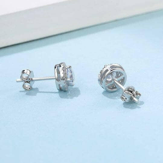 Halo 1.0 Ct Round Diamond Stud Earrings-Evani Naomi Jewelry