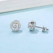Halo 1.0 Ct Round Diamond Stud Earrings-Evani Naomi Jewelry