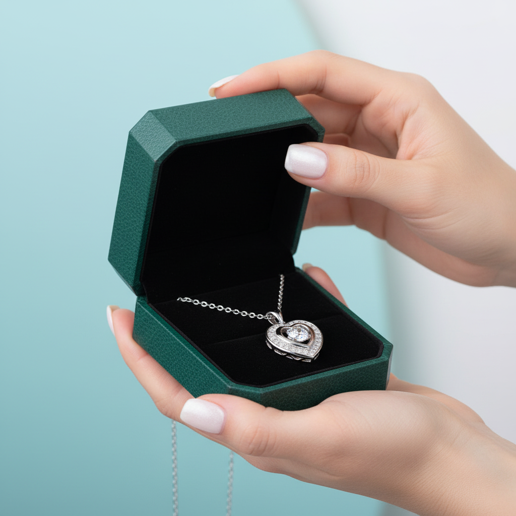Halo Heart Dancing Diamond Option Necklace