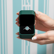 Halo Round Cut Cyan Blue Engagement Ring - Evani Naomi Jewelry