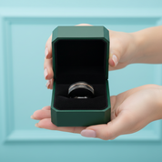 Hammer Matte Tungsten Wedding Band with Thin Rose Gold Line - Evani Naomi Jewelry