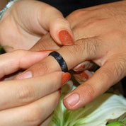 Hammered Black Unisex Tungsten Wedding Band-Evani Naomi Jewelry