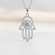 Hamsa Hand Of Fatima 1.0 ct Diamond OptionNecklace