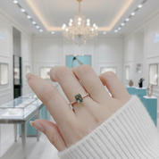 Love Unveiled- Octagon Cut Pave Set & Moss Agate Engagement Ring