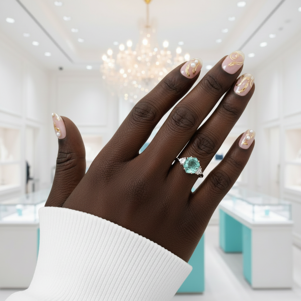 Star-Gazer's Love- Hexagon Cut Natural Moss Agate Stone Ring-Evani Jewelry