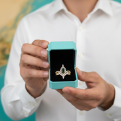 Happy Ever After – Pear Cut Moss Agate & Diamond Crown Ring-Evani Jewelry