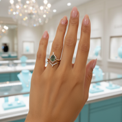 Happy Ever After – Pear Cut Moss Agate & Diamond Crown Ring-Evani Jewelry