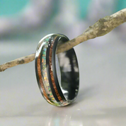 Hawaiian Koa Wood and Abalone Tungsten Men's Wedding Band-Evani Naomi Jewelry
