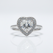 Heart Cut Diamond Option with Halo Engagement Ring in White Gold